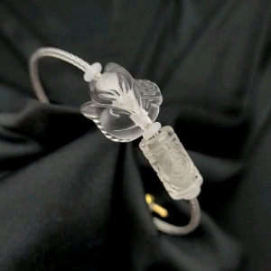 Vòng Cáp Lu Thống Trúc Khắc Kim Tiền 3D Hồ Ly Ta Trắng  - Phong Thủy TUDO