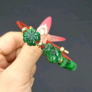 Q595 Vòng lu thống cỏ 4 lá tỳ hưu Cẩm Thạch Sơn Thủy ko kén mệnh - Phong Thuỷ TUDO P