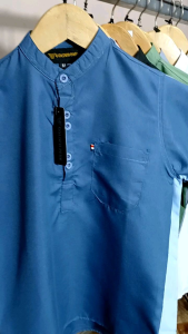 Baju Koko Anak Laki Laki Warna Biru Langit Lengan Pendek Usia 5-13 Tahun
