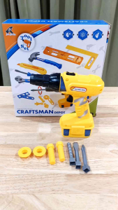 🏅Kids learning🏅 ชุดเครื่องมือช่างเด็ก สว่านหมุนได้จริง ใส่ถ่าน AA 2 ก้อน สว่านเด็กหมุนได้จริง