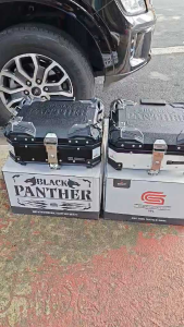 Black Panther 28L Alloy Topbox with Backrest for Motorcycles - Black and White Options - Secure Storage with Quality Finish