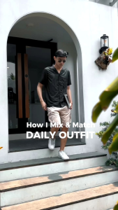 Kemeja Hawai Polos Santai Pendek Katun Vintage Krah V Neck