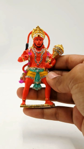 Sh127 Relicon Lord Hanuman Idol | Bajrang Bali Ashirwad Idol (Design-49) Red Metal Statue for Car Dashboard |