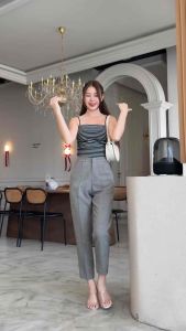 กางเกงทรงบอย เอวสูง (Snow Pants ) ผ้าสโนว์ กางเกง ทํางาน