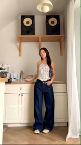 ☎️กางเกงยีนส์ ผ้ายีนส์ไม่ยืดขาใหญ่ทรง .Baggy. Size S M L XL 2XL 3XL