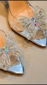 Sepatu High Heels DCollection RB 03 Sandal Heels Pesta Wanita Hak Kaca 7 Cm Liyke Butterfly