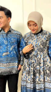 Couple Batik Sarimbit Pasangan Suami Istri Anak Laki Laki Lengan Panjang Batik Pekalongan Batik Putra Leemin