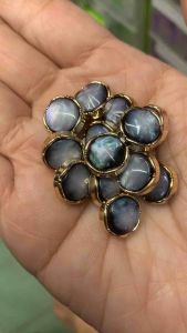 5 nút sơmi đen ánh xám 13mm.