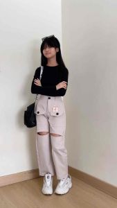 Celana Panjang Cargo Ripped Anak Perempuan Bahan Katun Twill Stretch Model Kulot Cargo Fahion Kekinian Umur 6-15 tahun NomenaKids 4443
