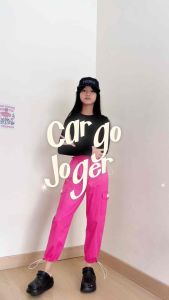 Celana Katun Stretch Anak Perempuan Panjang Kulot Tanggung Pinggang Karet Aplikasi NomenaKids 4444