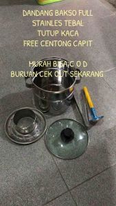 DANDANG BAKSO FULL STAINLES TUTUP KACA FREE CENTONG CAPIT UK18.20.22 cm MURAH BISA COD