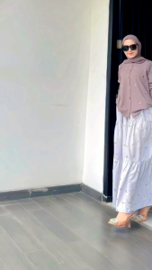 Set Rok Knit Bordir Bunga