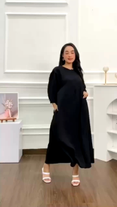 DASTER GAMIS POLOS BUSUI RESLETING DEPAN SAKU SAMPING Home Dress Rayon tebal adem