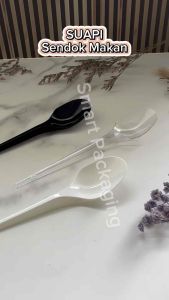 [ISI 50 & 100 PCS] SUAPI Sendok Makan Putih Hitam Bening / Sendok Makan Sekali Pakai Transparan / Spoon / Sendok Murah / Senduk Plastik
