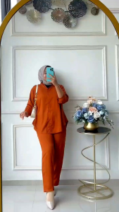 COD | Oneset Rayon Twill Polos Wanita JUMBO | Baju Setelan Modern Korean Style
