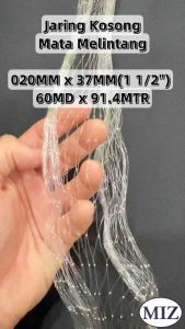 020 x 37MM 38MM 39MM x 60MD x 91.4MTR Mata Melintang Fishing Net Jaring Tangsi Pukat Ikan Pukat Udang Jaring Sungai