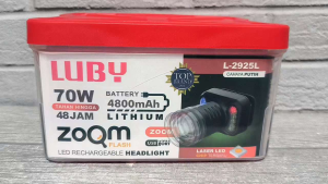 LUBY LAMPU SENTER KEPALA ZOOM 70W L-2925 RECARGEABLE CAHAYA PUTIH HEAD LAMP CAHAYA SUPER TERANG