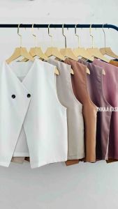 Vest Korean Style Vintage Premium Wanita Rompi Polos Wanita Crop Basic Sleeveless Vest Top