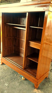 Lemari pakaian pintu 2 model pintu geser/sliding kayu jati