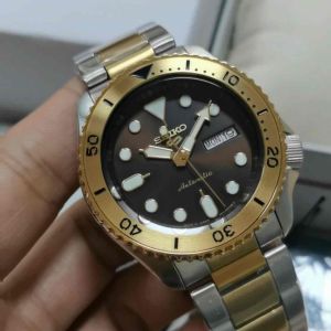 Seiko 5 Sports SKX series Automatic Mens Watch Japan Brown Dial Gold Stainless Steel- 42.5mm (SRPK24K1)
