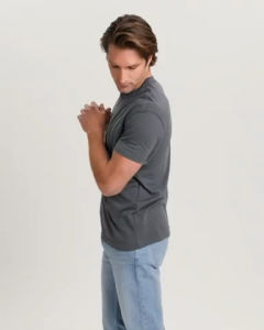 True Classic Men T-Shirts Crew Neck #Dark Gray เสื้อยืดคอกลมคลาสสิคพรี่เมี่ยม แบรนด์แท้จากอเมริกา สีเทาเข้ม