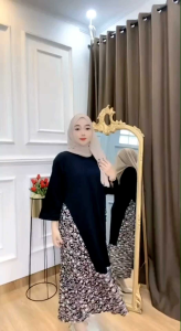 Midi Dress Terbaru Busui Friendly Gamis Bahan Knit & Rayon