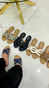 Sandal flat wanita kulit papirut garut model sol Aquila