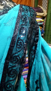 ส่าหรีอินเดีย พร้อมเสื้อครอปเข้าเซต ผ้าส่าหรี ส่าหรีมือสอง SA159 🌸มือสอง🌸 ส่าหรีสีฟ้า ส่าหรีสีเขียว ส่าหรีผ้าชีฟอง คังคุไบ ชุดอินเดีย