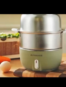 Nồi hấp đa năng mới nhất inox 304 nồi chống dính có thể chiên trứng chống đọng nước nồi hấp 2 tầng hấp trứng mini Yagita