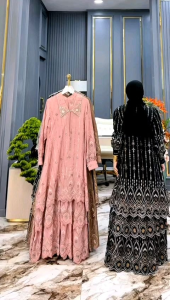 ZIFA FASHION || COD || SAMIRA SET ROMPI+PASHMINA BY ASOPUROH || GAMIS SET KATUN BORDIR UMPAK FREE PASHMINA TERBARU LD 110CM PB 140CM || GAMIS KATUN BORDIR SET ROMPI OUTER MEWAH SIAP KIRIM || GAMIS PESTA KONDANGAN ELEGAN || *ST