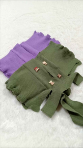 L Vest rajut crop ruffle anak atasan anak perempuan