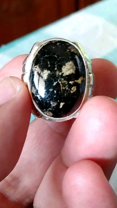 CINCIN BATU PIRUS PERSIA WARNA HITAM NATURAL RING PERAK CAKEP