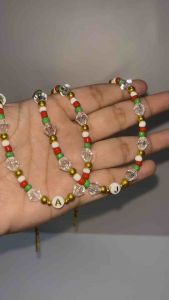 Kira Initial Necklace Kalung Inisial Natal Christmas Beads Huruf Alphabet Custom