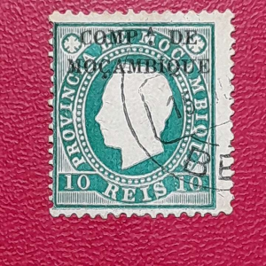 Prangko Mozambik klasik Koleksi Kuno 10 Reis King Louis I Tahun 1886 USED