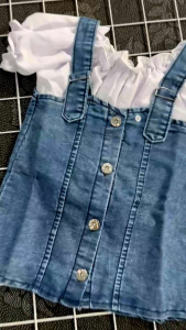 Setelan Dress Jeans Anak Usia 1-7 Tahun Motif Ada Kacing Didepan