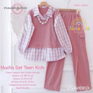 [[ New Arrival ]] Nadia Set Kids Setelan Anak Perempuan Blus Knit dan Celana Panjang Oneset Anak Motif Kotak Kotak Outfit Baju Anak Remaja 12-17 Tahun by Fasha