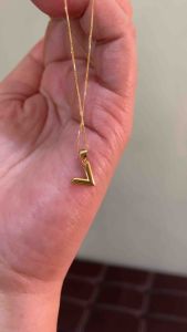 PAWNABLE 18K Saudi Gold Foxtail Chain with  V Pendant (Open back pendant manipis chain)✨