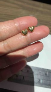 PAWNABLE 18K Saudi Gold Dia Cut Heart Earrings(open back lightweight)