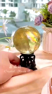 (现货)✨ 88mm 彩虹黄水晶球摆件|顶级招财 × 彩虹能量 × 气场满满 ✨ 88mm Rainbow Citrine Crystal Sphere|Ultimate Wealth • Rainbow Energy • Powerful Aura