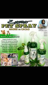 Pure & Organic Madre de Cacao Extract Pet Spray - Treats Skin Infections Anti-Dandruff Repels Ticks and Fleas