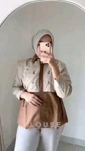 Blouse Alika Shirt - Kemeja Bordir Linen / Kemeja Vest Ikat Bordir Oversize Wanita