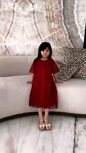 Dress Daisy tile bordir Brukat gliter mutiara tile mewah( Dress anak uk.6 7 8 9th)