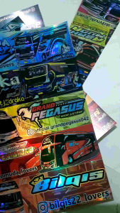 STIKER LOGO BUS BASURI HOLOGRAM ORIGINAL ISI 5 KOTAK ANTI AIR UK 5X16CM