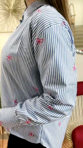 kemeja salur coquette kemeja salur motif pita kasual outfit kekinian