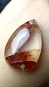 100% Natural Hematoid Quart - Multi-inclusions Crystal Flower Pendant/ 冰透体100%纯天然红胶花火焰红花片水晶吊坠/收藏级鸩羽幽灵吊坠 超美超精致