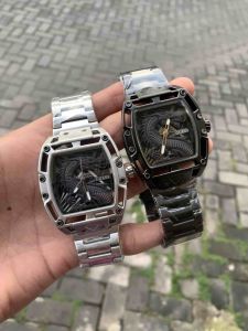 Jam Tangan Pria GUESS PHOENIX Legend 3D Dragon Naga Dial Stainless Steel