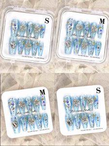 A077 SIZE S/M 🇲🇾 Ready Stock Handmade Nail Art Reuseable 10pcs/set Nail Tips free 5pcs Manicures Tools 现货手工穿戴甲可重复使用 10 件/套美甲贴片免费 5 件美甲工具