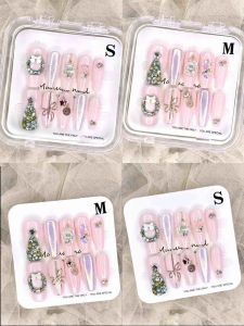 A072 SIZE S/M 🇲🇾 Ready Stock MERRY CHRISTMAS🎄🎅🏻🎁❄️Handmade Nail Art Reuseable 10pcs/set Nail Tips free 5pcs Manicures Tools  现货手工穿戴甲可重复使用 10 件/套美甲贴片免费 5 件美甲工具