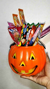kids orange pumpkin basket halooween trick or treat