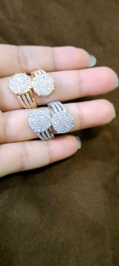 Cincin Wanita DuoJeny Kristal Premium Titanium Emas Perak 22K
